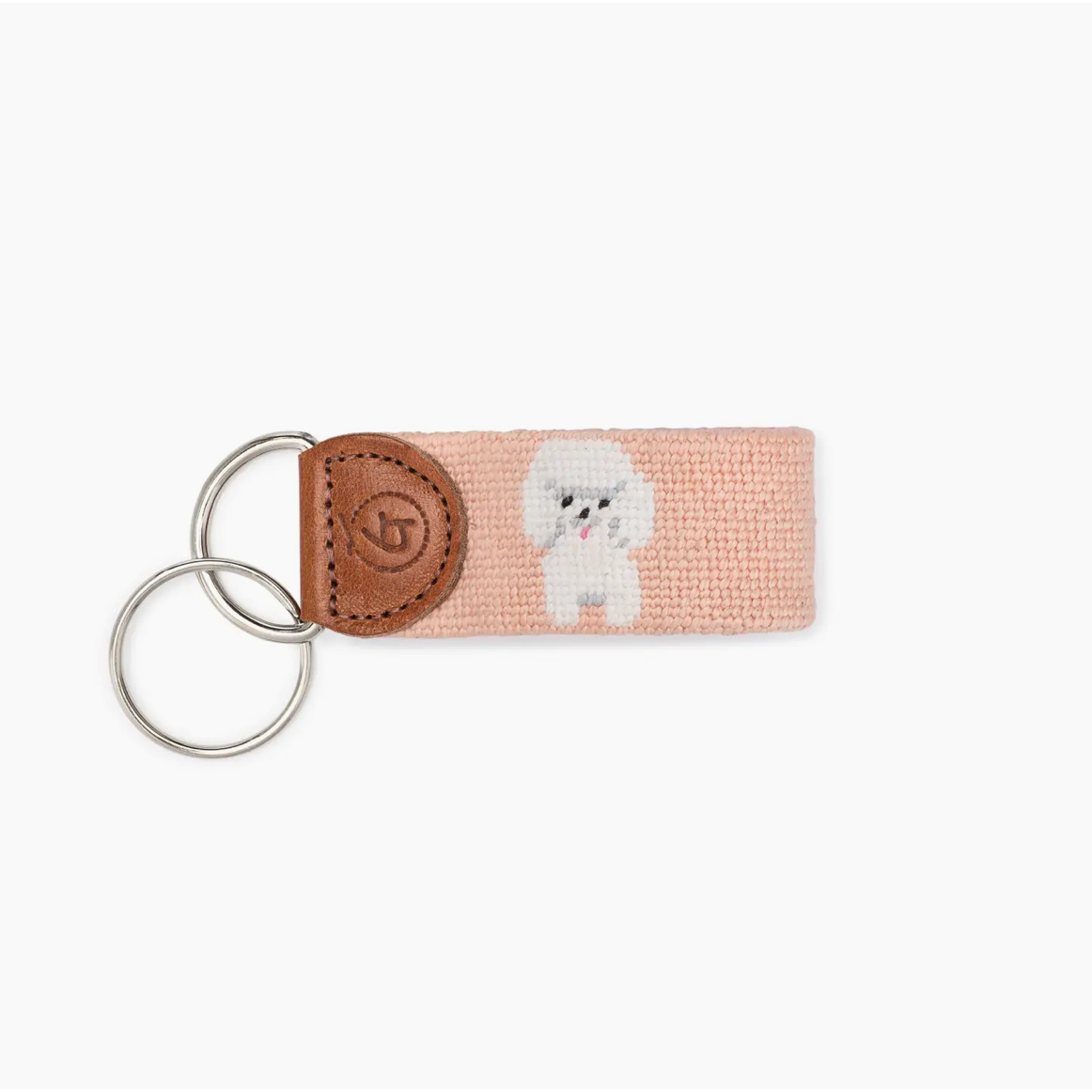 Needlepoint Keychain | Bichon Frise