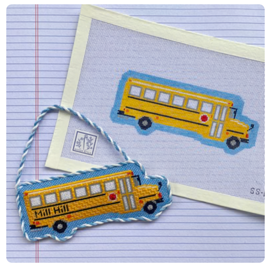 Stitch Style Needlepoint | School Bus Needlepoint Canvas with Stitch Guide