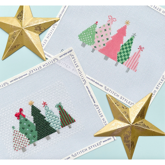 Stitch Style Needlepoint | Line of Trees Needlepoint Canvas - Green