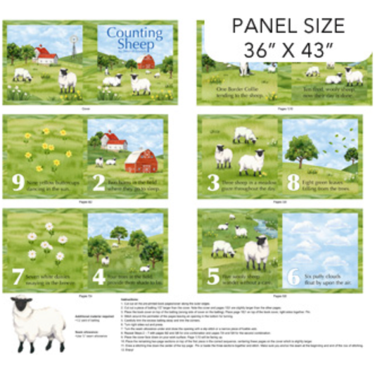 Counting Sheep ~ Book Panel ~ DP28477-74 Green Multi