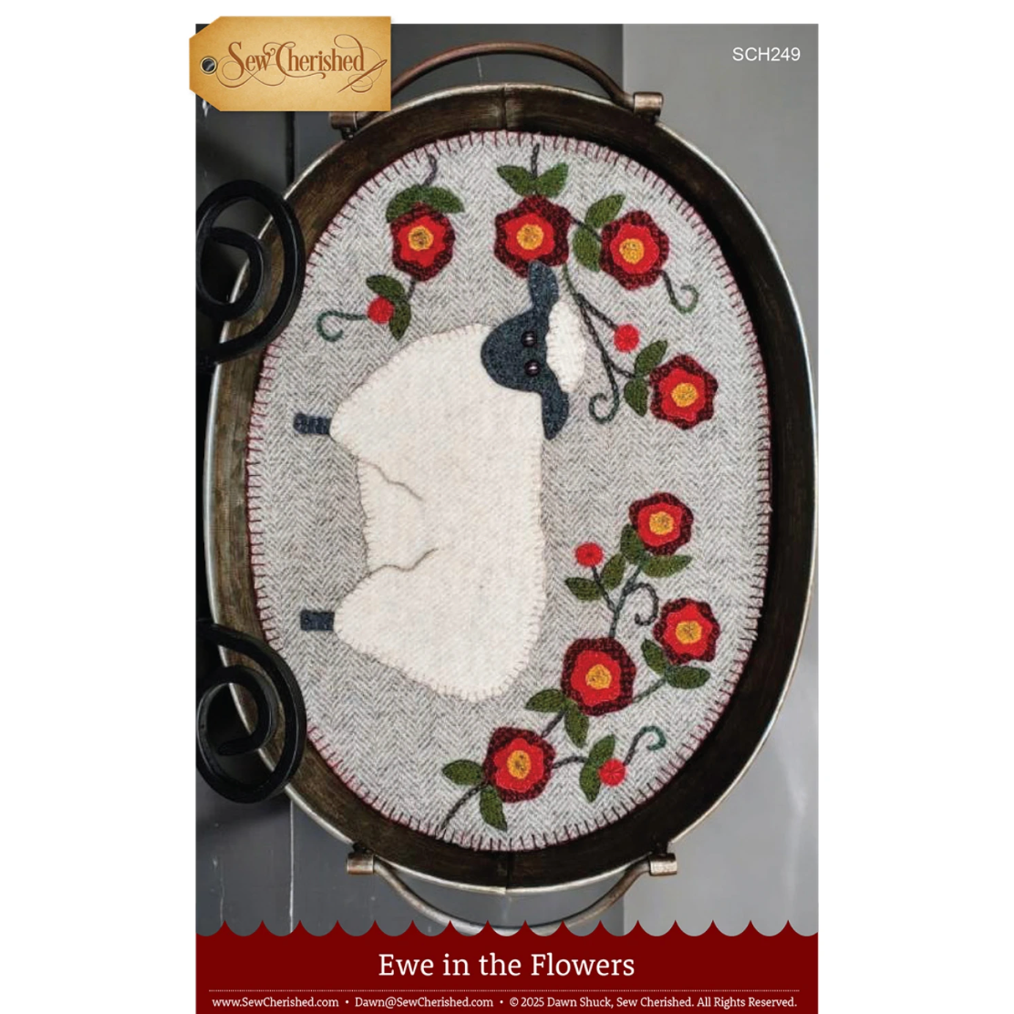 Sew Cherished ~ Ewe in the Flowers Wool Applique Pattern