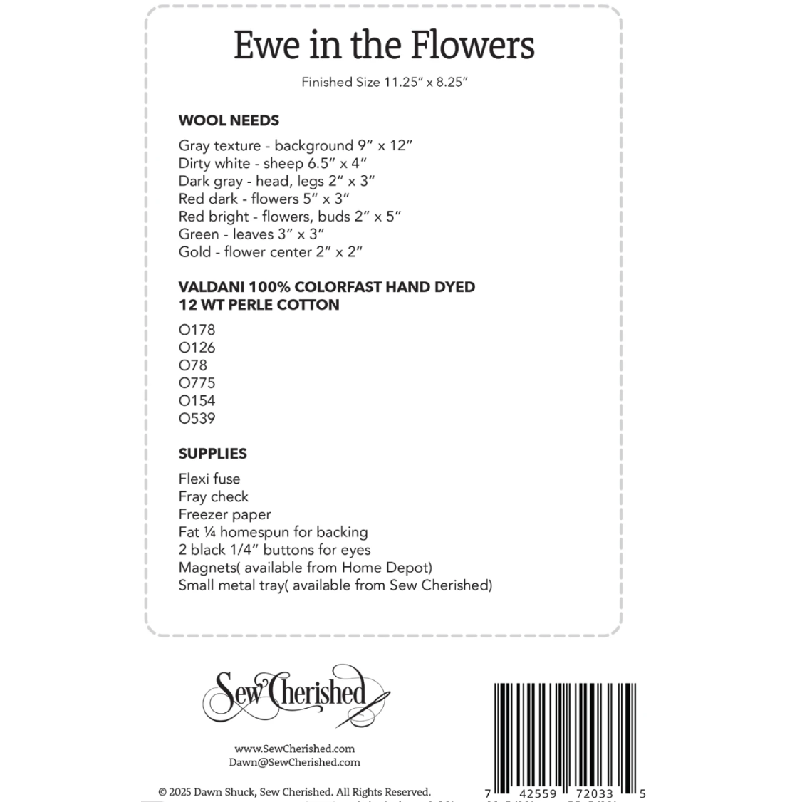 Sew Cherished ~ Ewe in the Flowers Wool Applique Pattern