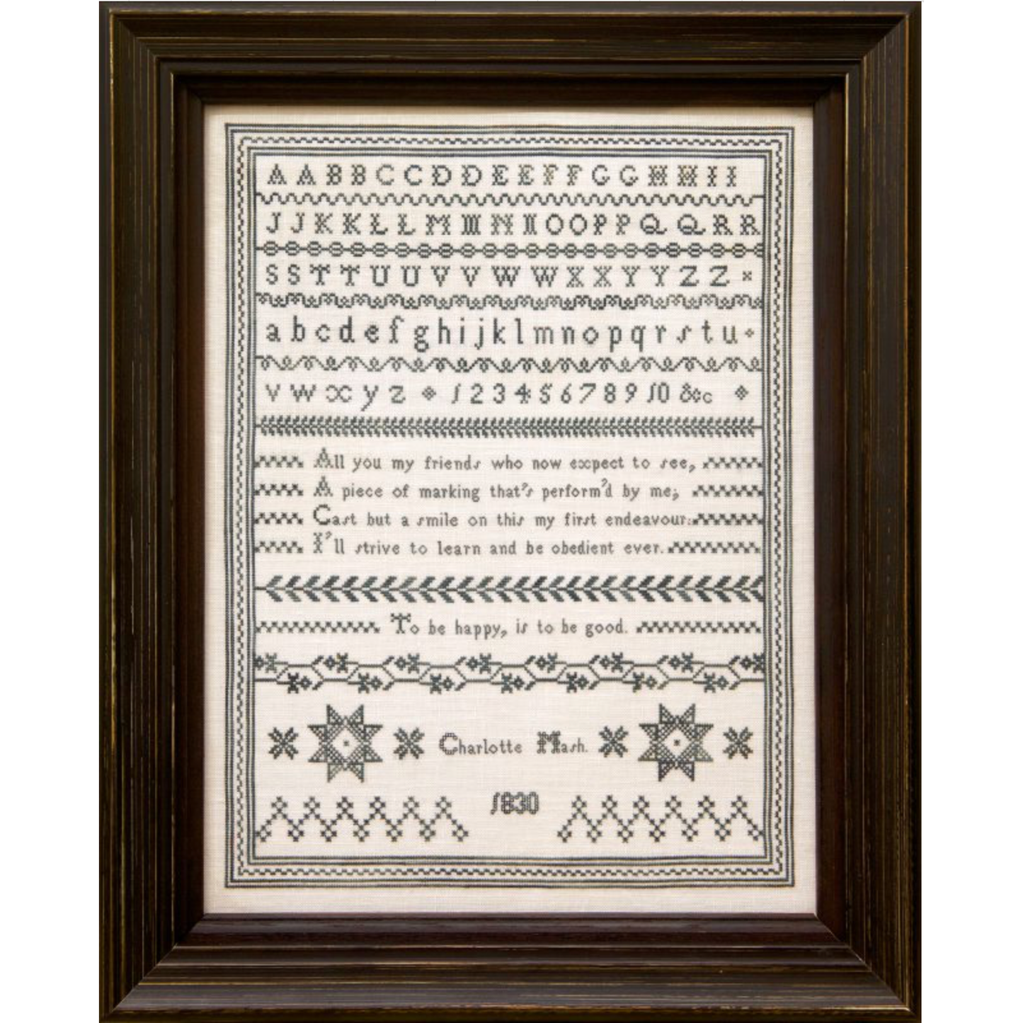 Hands Across The Sea Samplers | Charlotte Mash 1830 Sampler Pattern Booklet