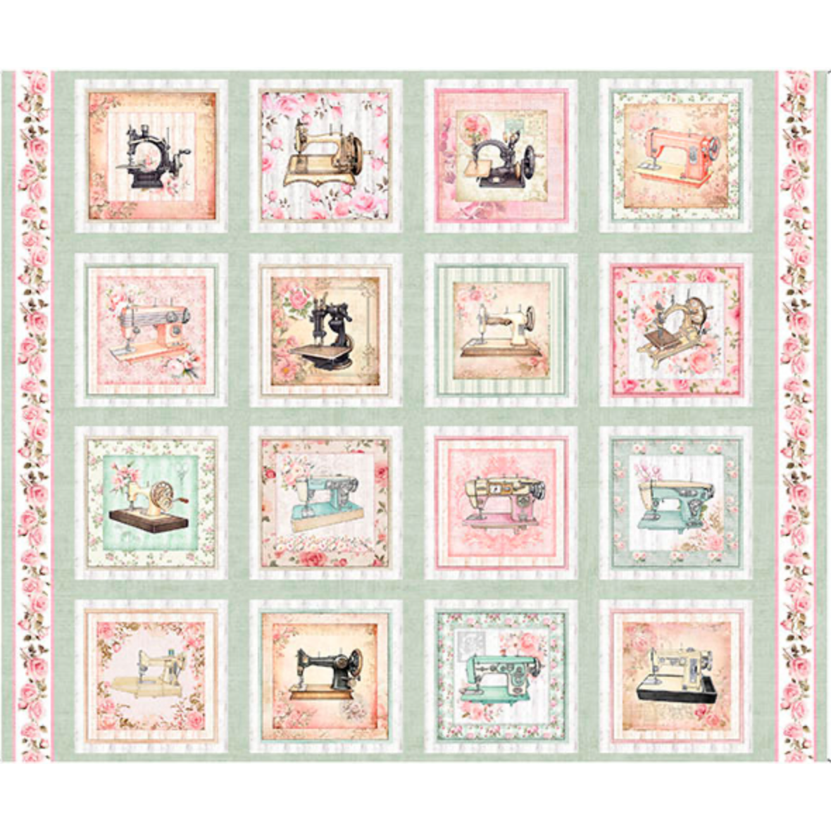 Sew Shabby Chic ~ Sewing Machine Picture Patches Panel ~ 31571 H