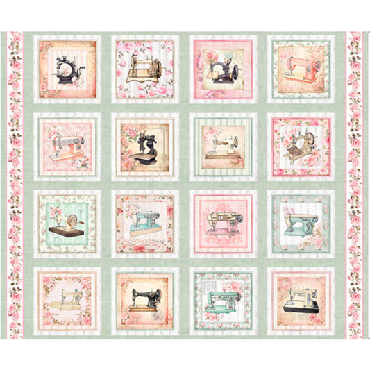 Sew Shabby Chic ~ Sewing Machine Picture Patches Panel ~ 31571 H