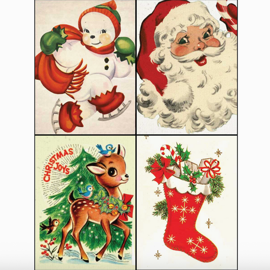 Hobby House Needleworks | Retro Vintage Santa Snowman Stocking Holiday Mighty Magnet