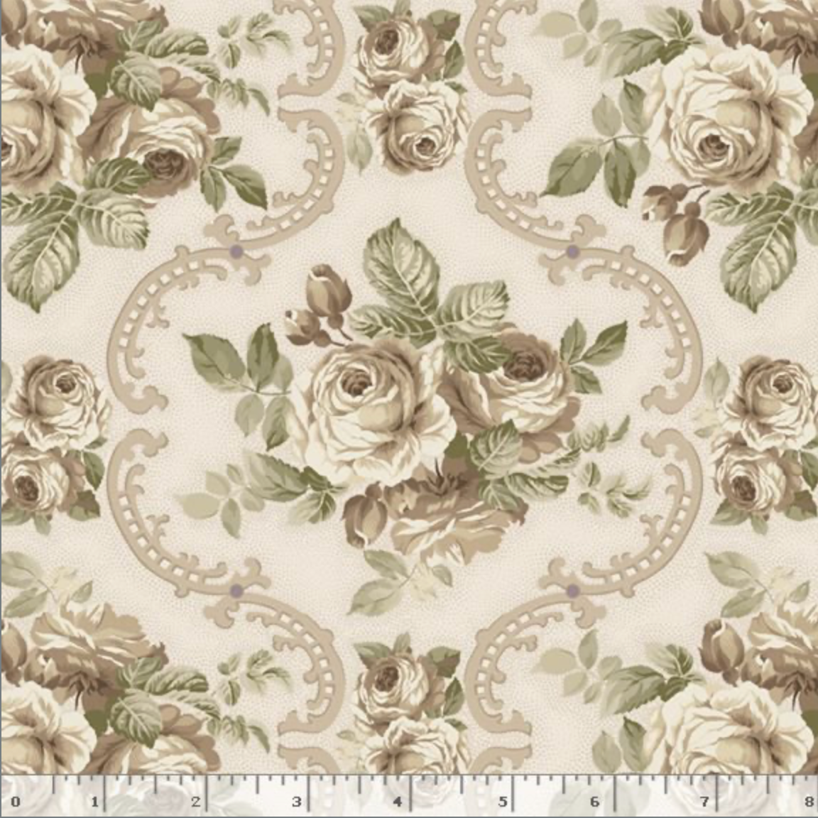 Lavender & Lace ~ Rose Medallion ~ R521506D  CREAM