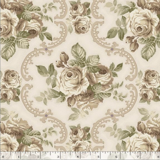 Lavender & Lace ~ Rose Medallion ~ R521506D  CREAM