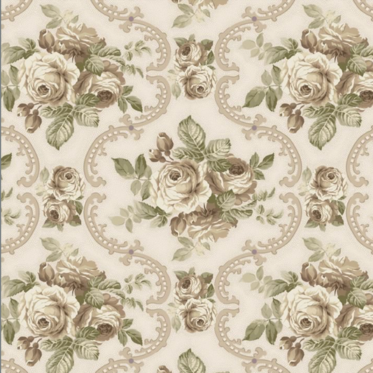 Lavender & Lace ~ Rose Medallion ~ R521506D  CREAM