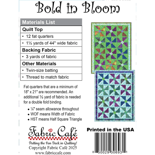Fabric Cafe ~ Bold in Bloom Quilt Pattern