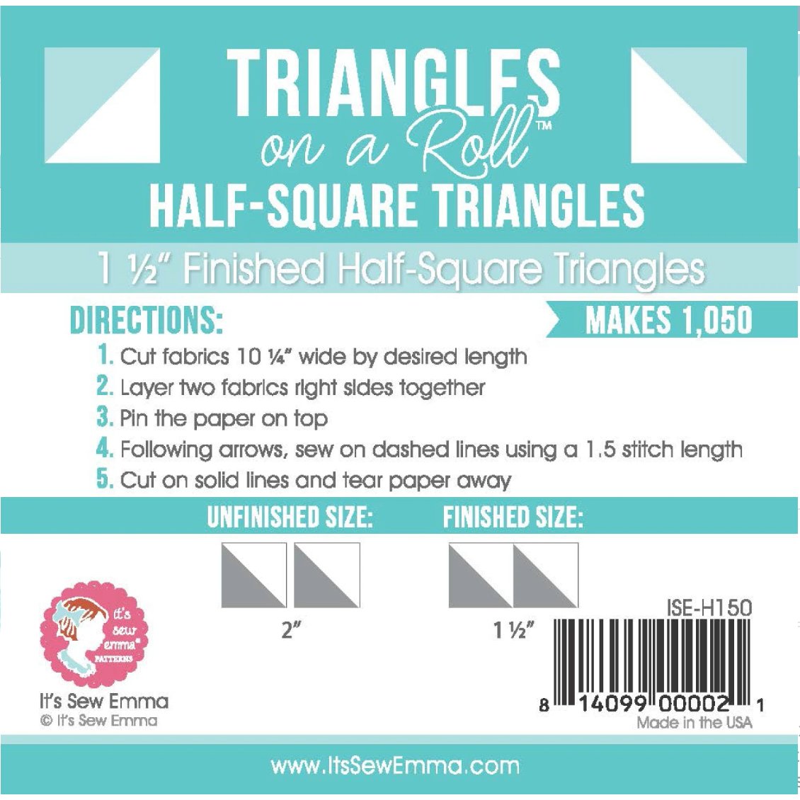 ﻿﻿It's Sew Emma ~ Triangles on a Roll 1-1/2in Half Square 50ft Roll