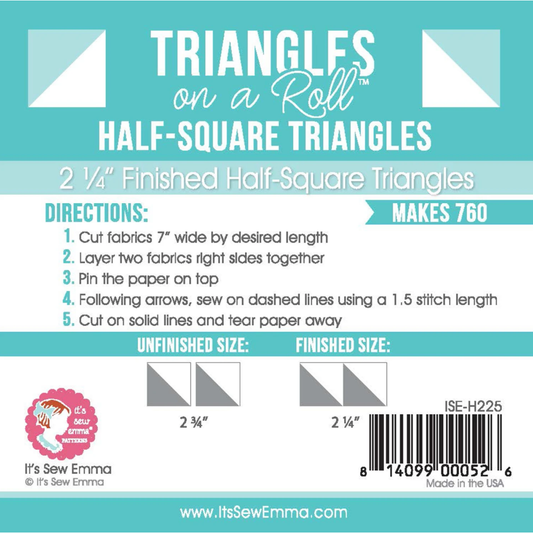 ﻿﻿It's Sew Emma ~ Triangles on a Roll 2-1/4in Finished Half-Square Triangles