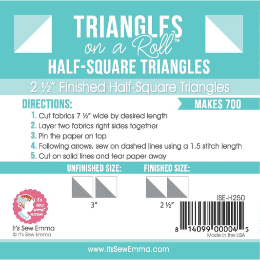 ﻿﻿It's Sew Emma ~ Triangles on a Roll 2-1/2in Half Square 50ft Roll