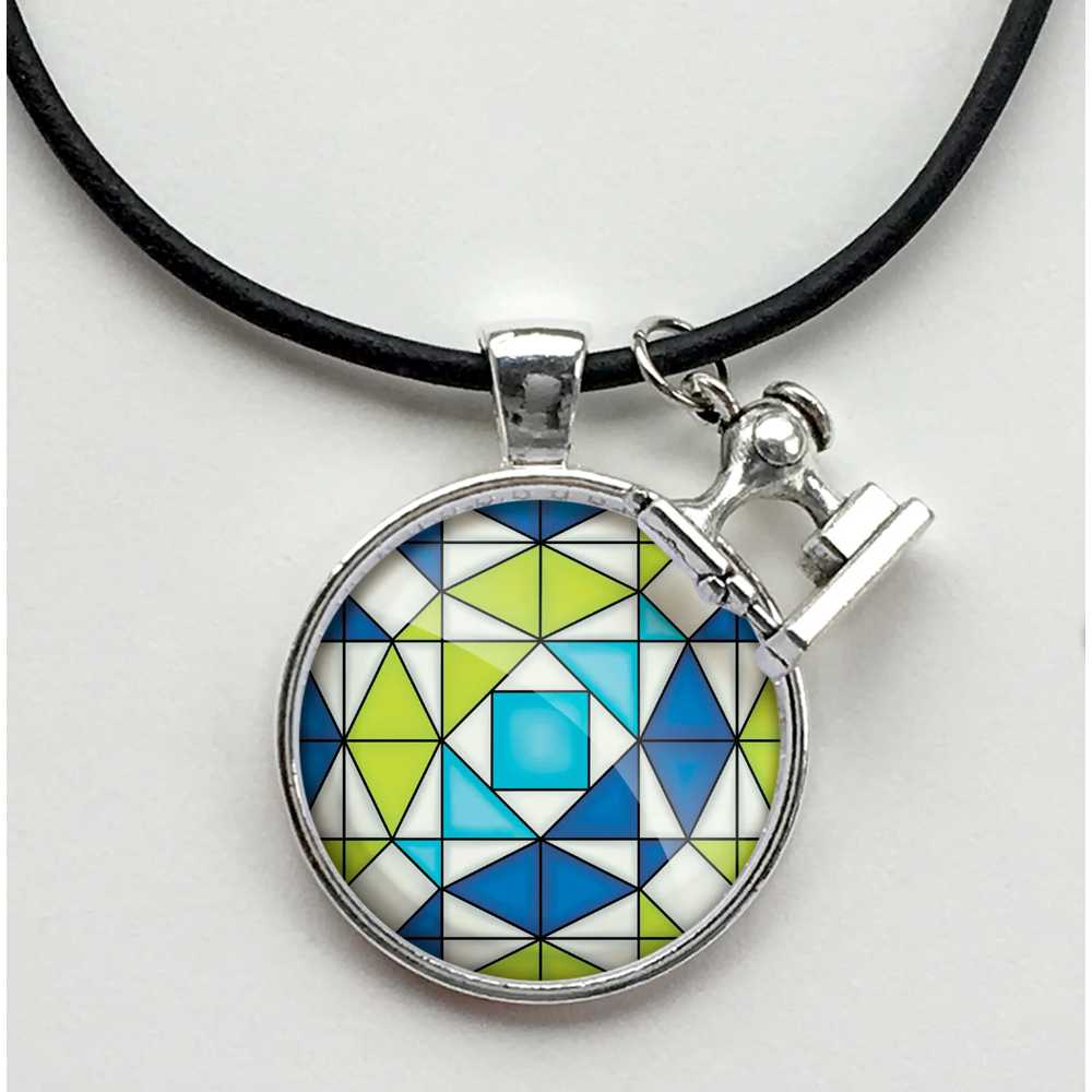 Patchwork Pendants | Circular Storm at Sea Quilt Block Necklace