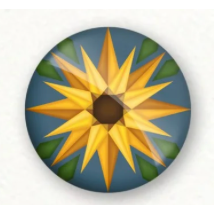 Patchwork Pendants | Sunflower Compass Quilt Scissor Fob - Antique Brass