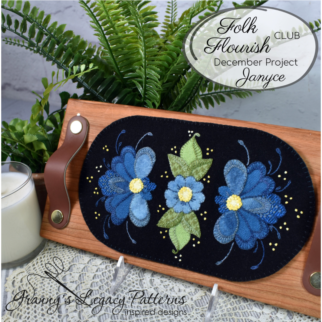 Granny's Legacy Folk Flourish Club | Lucia Wool Applique Kit - December