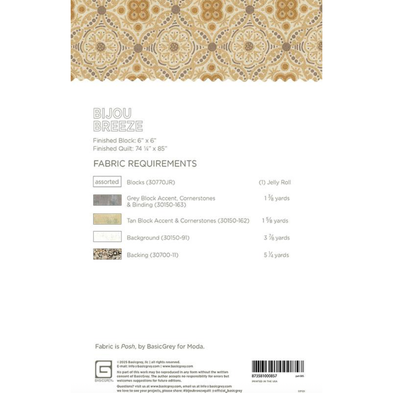 BasicGrey ~ Bijou Breeze Quilt Pattern