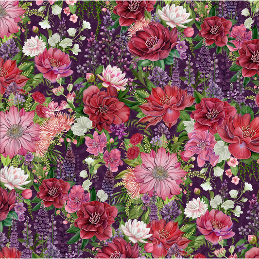 Wild Garden ~ Packed Floral ~ W100-004-414 Purple