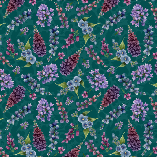 Wild Garden ~ Small Floral ~ W100-006-945 Teal