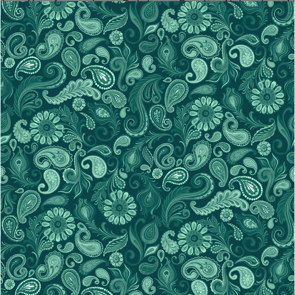 Wild Garden ~ Paisley ~ W100-008-999 Teal