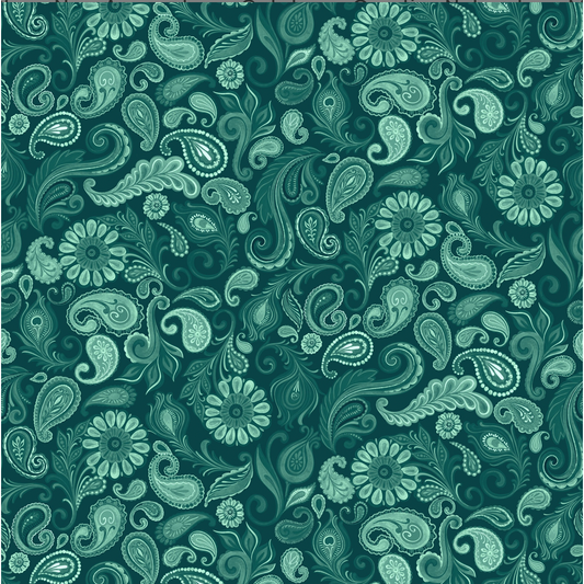 Wild Garden ~ Paisley ~ W100-008-999 Teal