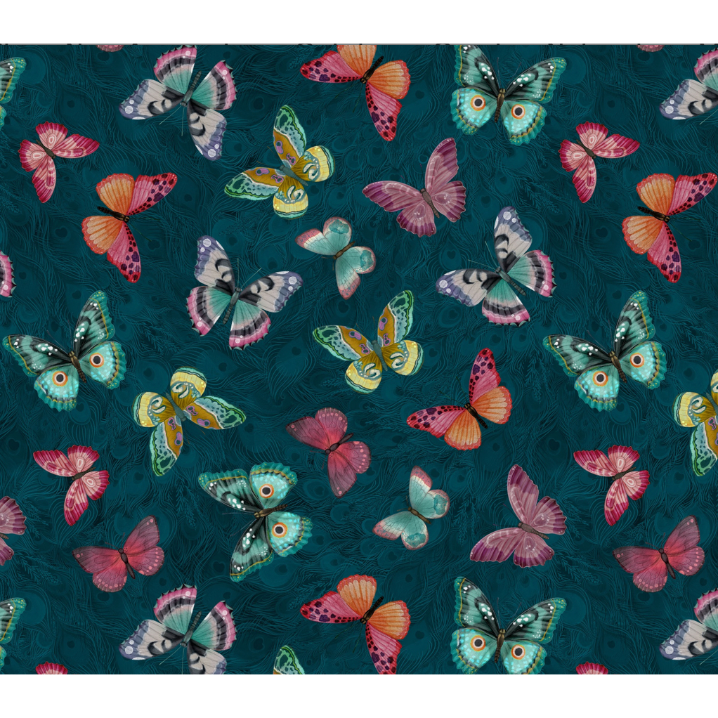 Wild Garden ~ Butterflies ~ W100-007-992 Teal