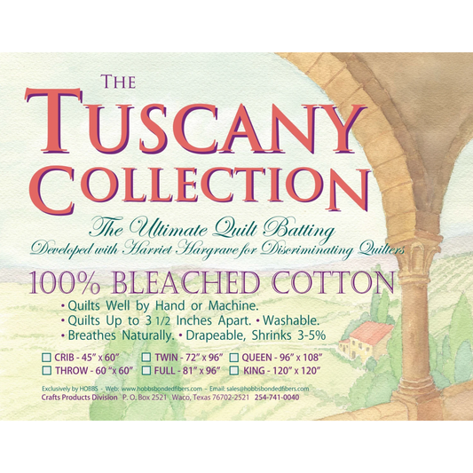 Tuscany Bleached Cotton Batting ~ 96in x 108in Queen
