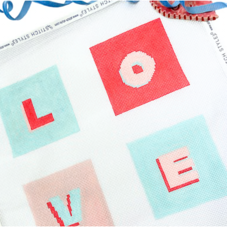 Stitch Style Needlepoint | Love Coasters Needlepoint Canvas