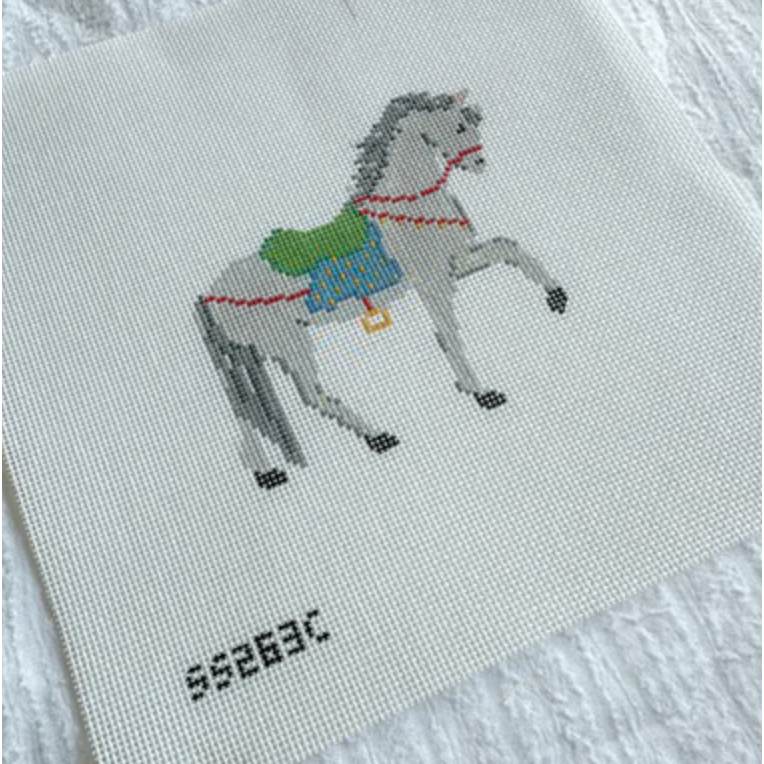 Stitch Style Needlepoint | Carousel Animals 18 mesh Needlepoint Canvas - Horse