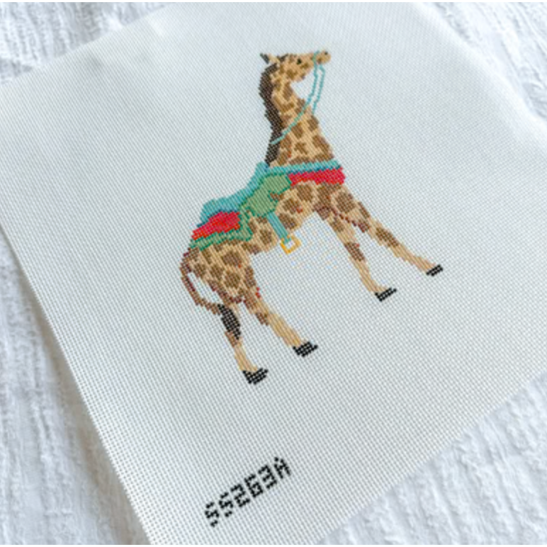 Stitch Style Needlepoint | Carousel Animals 18 mesh Needlepoint Canvas - Giraffee