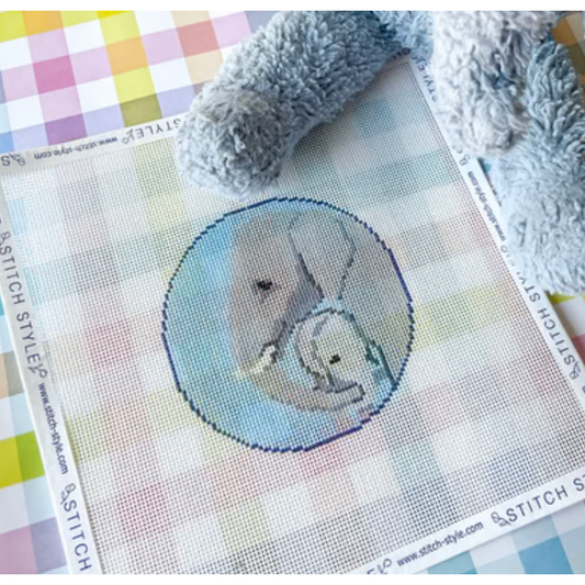 Stitch Style Needlepoint | Mom and Baby Elephant Needlepoint Canvas