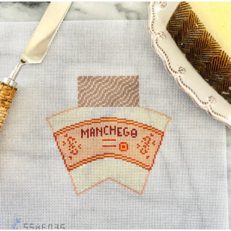 Stitch Style Needlepoint | 3D Wedge of Manchego Cheese Needlepoint Canvas