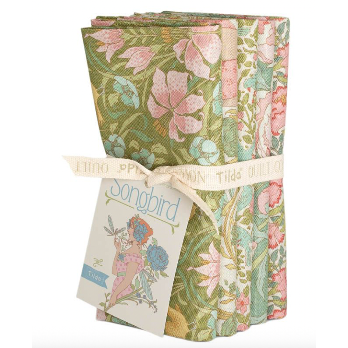 Tilda ~ Songbird ~ Fat Quarter Bundle Green 5pcs