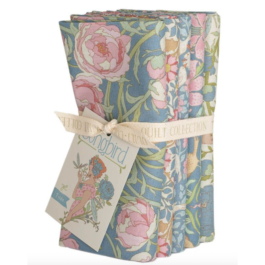 Tilda ~ Songbird ~ Fat Quarter Bundle Blue 5pcs