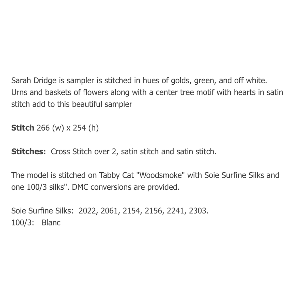 Olde Willow Stitchery | Sarah Dridge - 1839  MARKET 2026