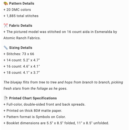 Fine Frog Stitching | Bluejay Star-Picker MARKET 2026