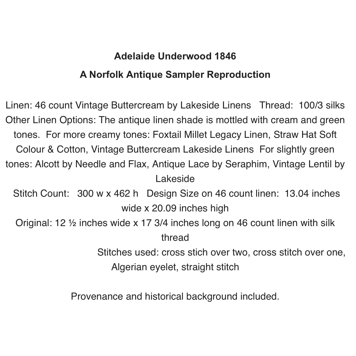 Cross Stitch Antiques | Adelaide Underwood 1846 MARKET 2026