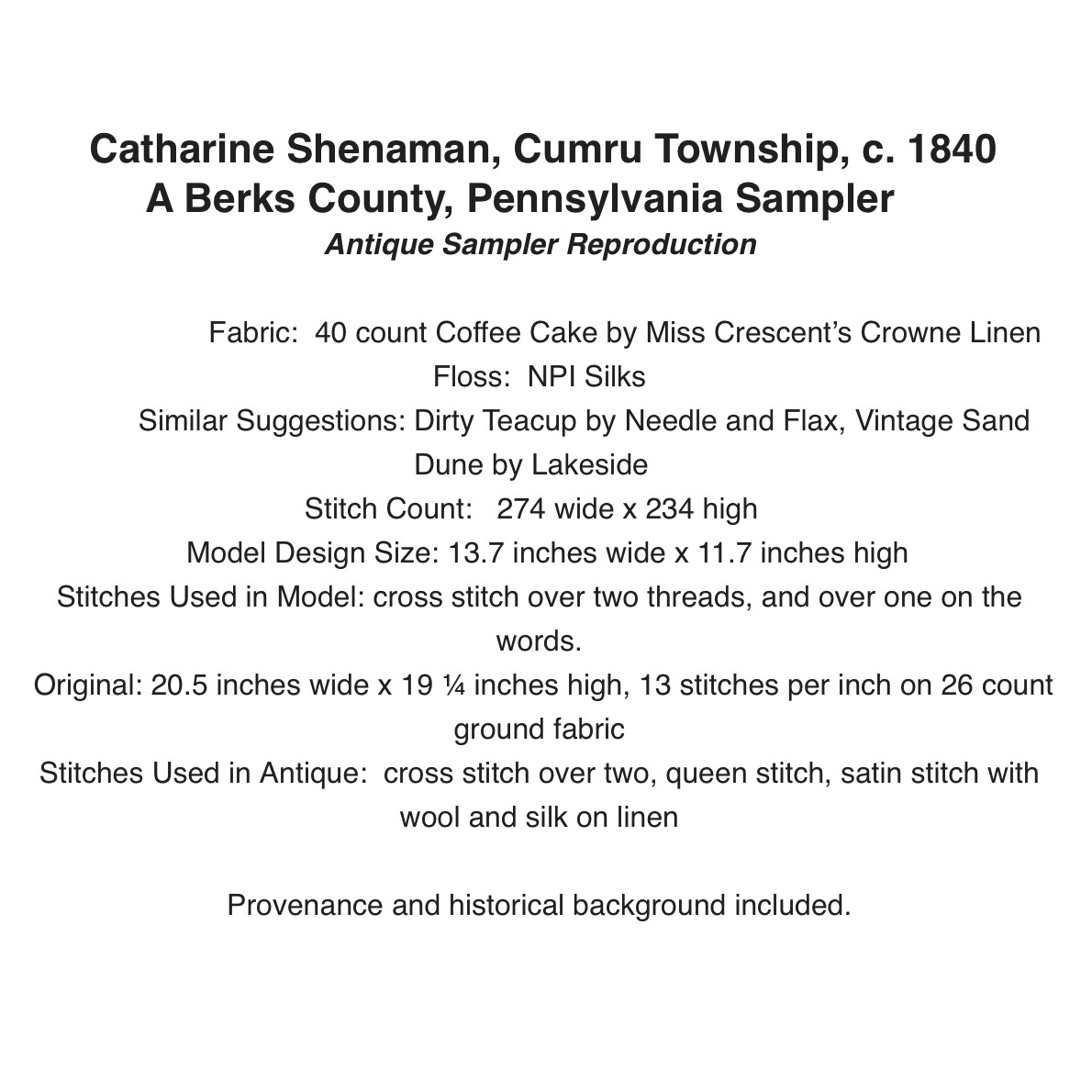 Cross Stitch Antiques | Catharine Shenaman, Cumru Township, c. 1840 MARKET 2026