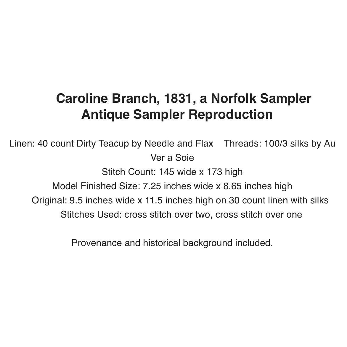 Cross Stitch Antiques | Caroline Branch, 1831 MARKET 2026