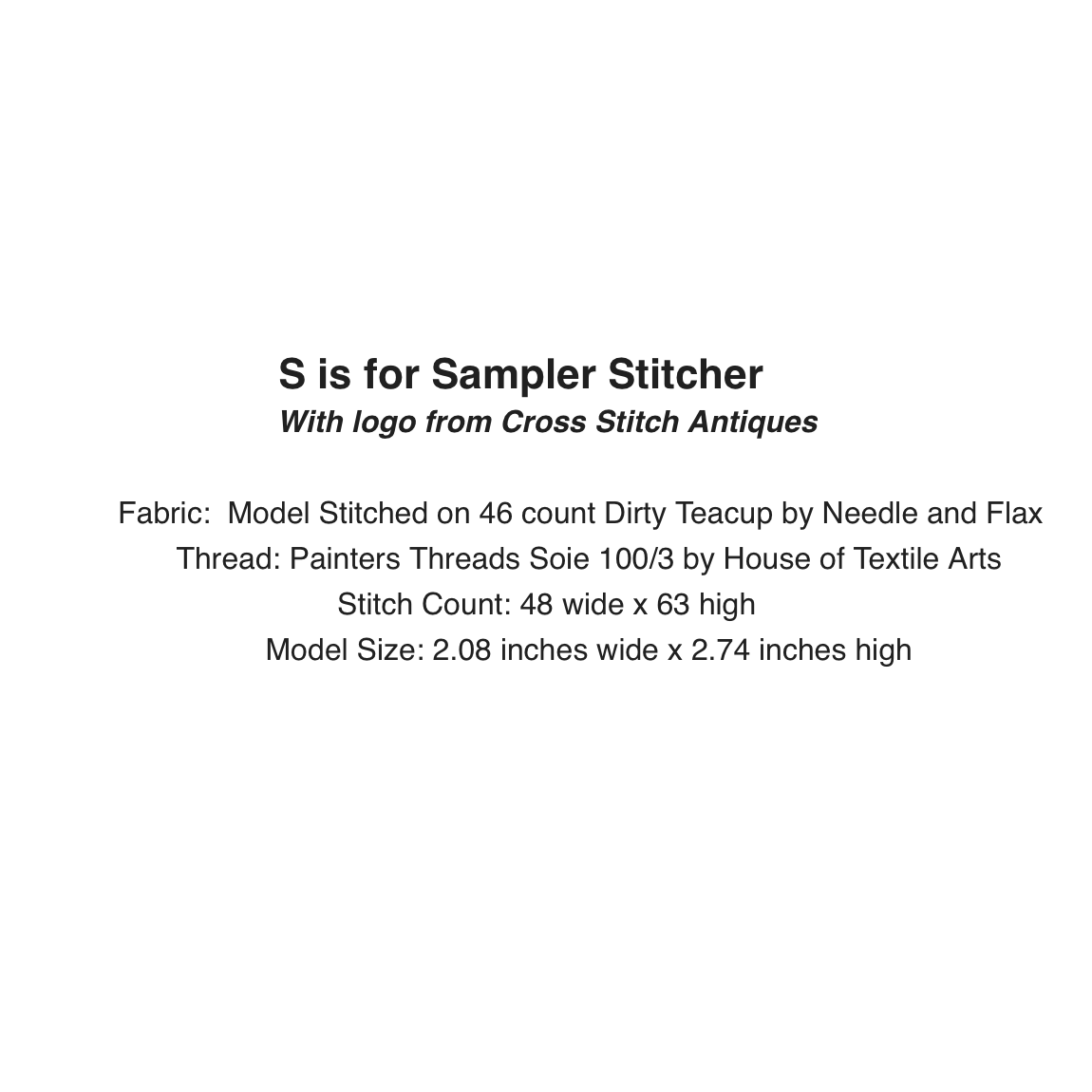 Cross Stitch Antiques |  S is for Sampler Stitcher MARKET 2026