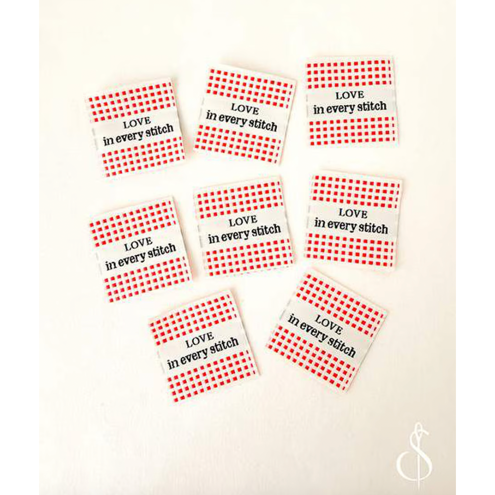 Minki Kim Check Love Woven Labels