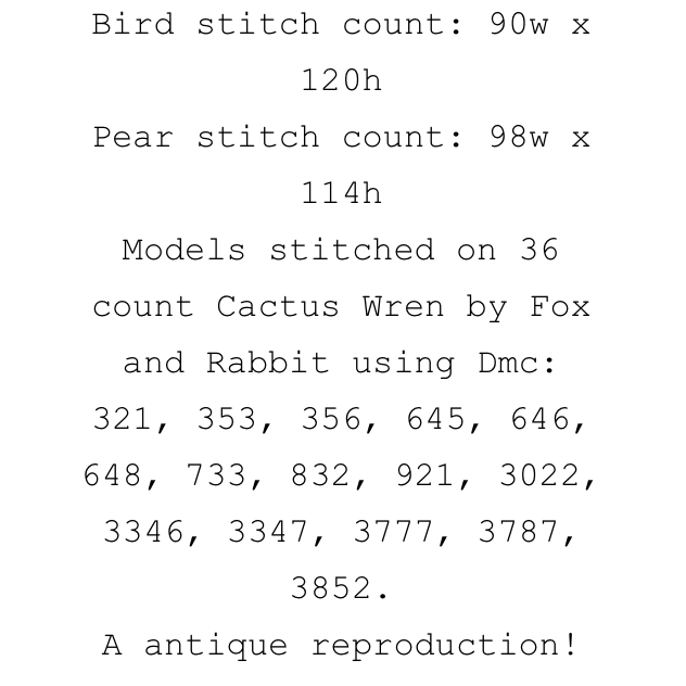 Quaint Rose Needlearts  | 1910 Bird and Pear MARKET 2026