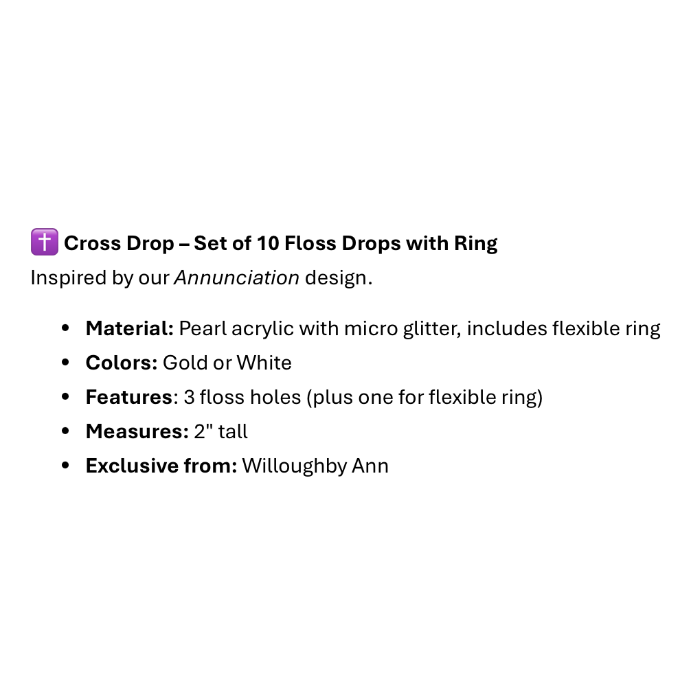 December Stitches  | Cross Drop – Set of 10 Floss Drops with Ring MARKET 2026