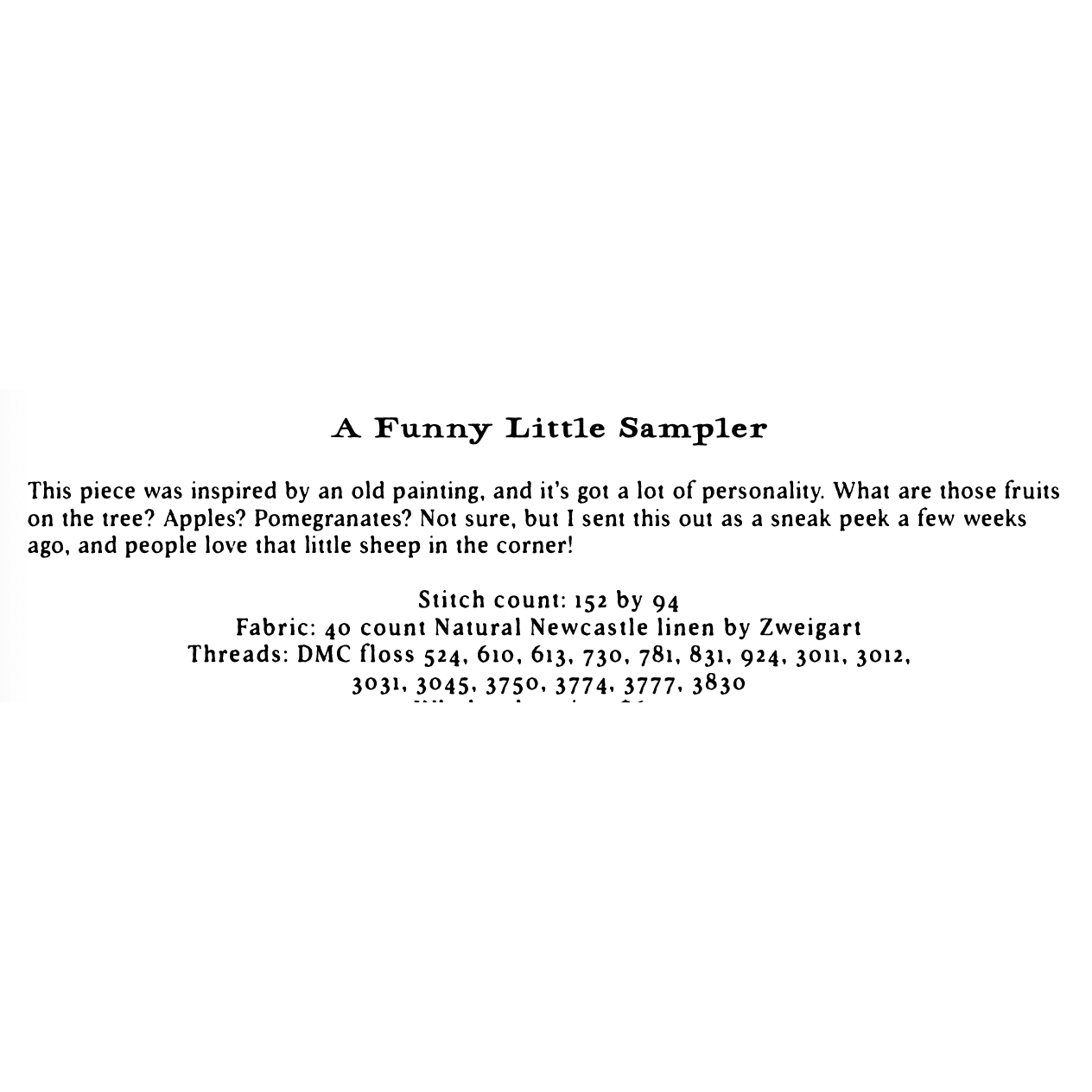 Shakespeare's Peddler  | A Funny Little Sampler MARKET 2026