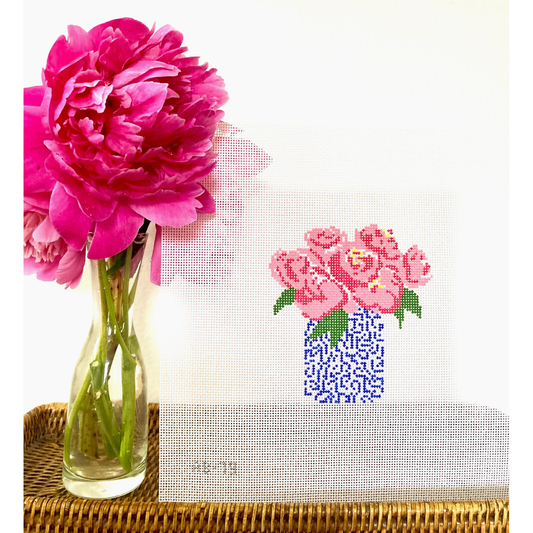 Alice & Blue Needlepoint | Pink Peonies Needlepoint Canvas