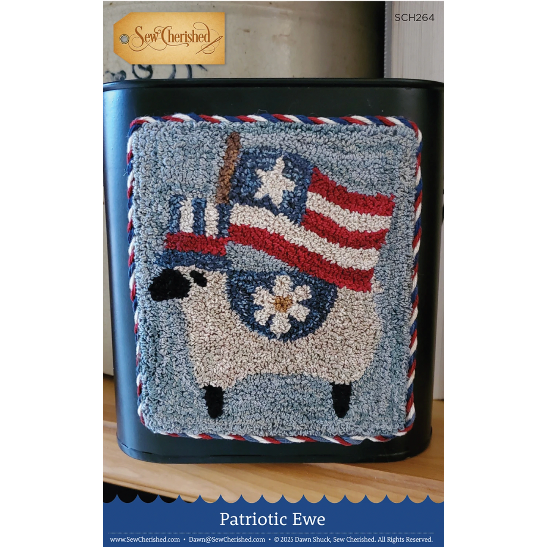Sew Cherished ~ Patriotic Ewe Punch Needle Pattern