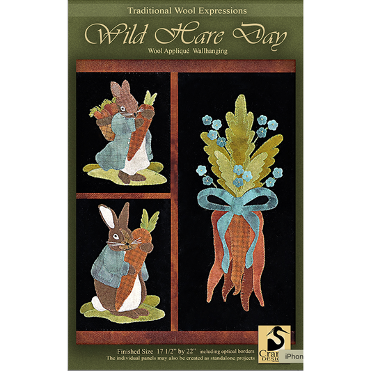 Crane Design ~ Wild Hare Day Wool Applique Pattern