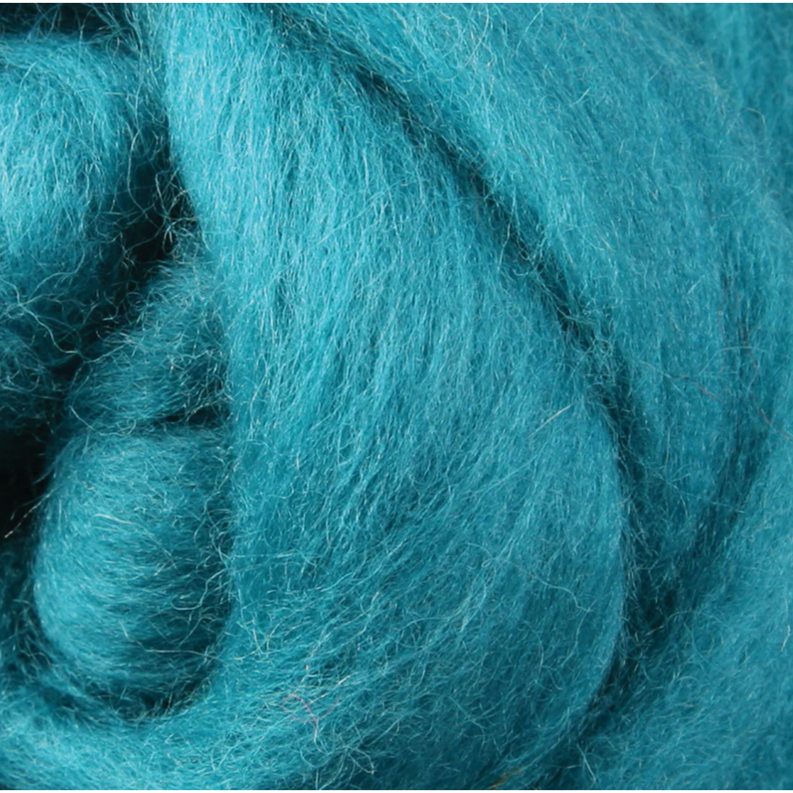 Wistyria Editions ~ Teal Wool Roving 14"
