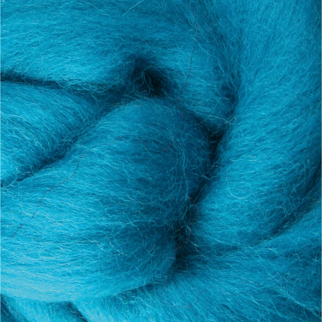 Wistyria Editions ~ Turquoise Wool Roving 14"