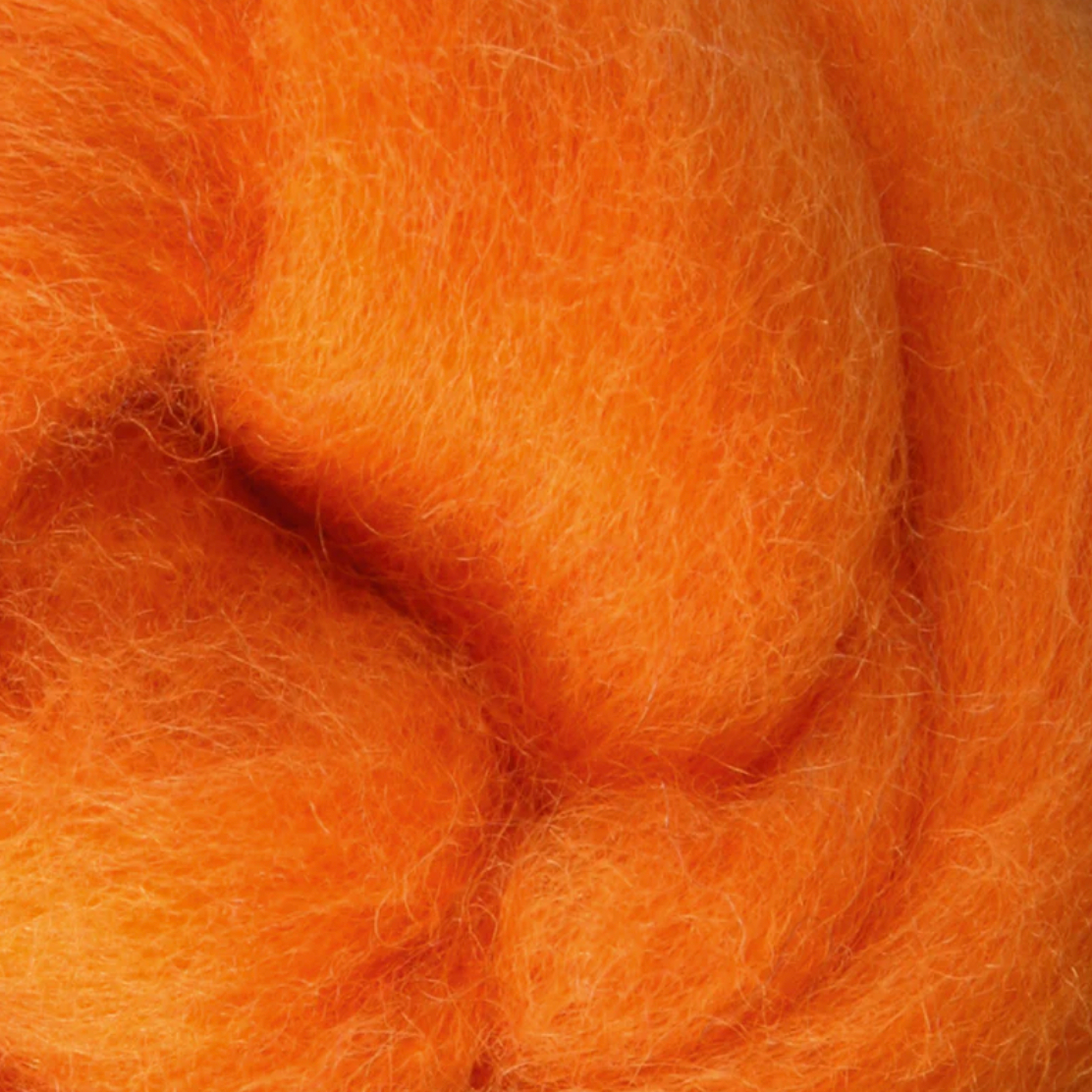 Wistyria Editions ~ Tangerine Wool Roving 14"